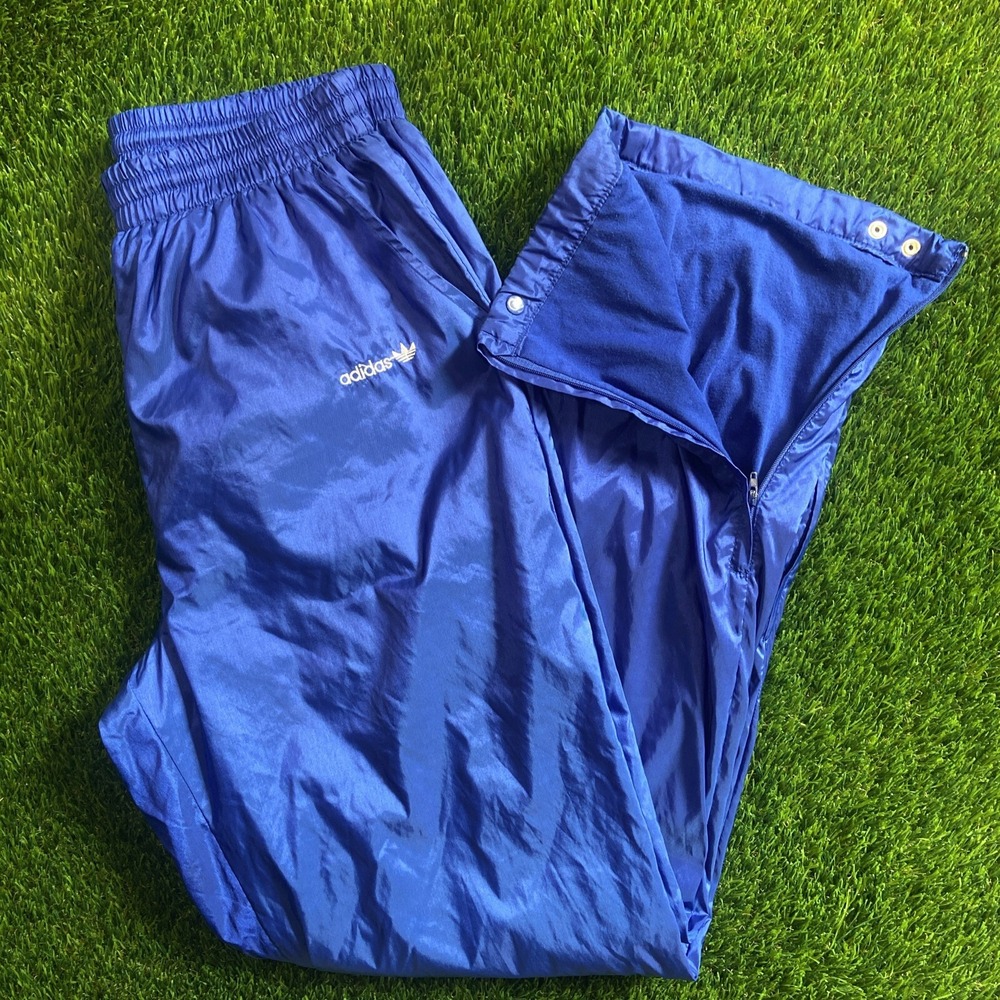 Vintage Adidas Blue Trefoil Leaf Logo Basketball Track Pants Sweat Sz Large - Picture 2 of 16